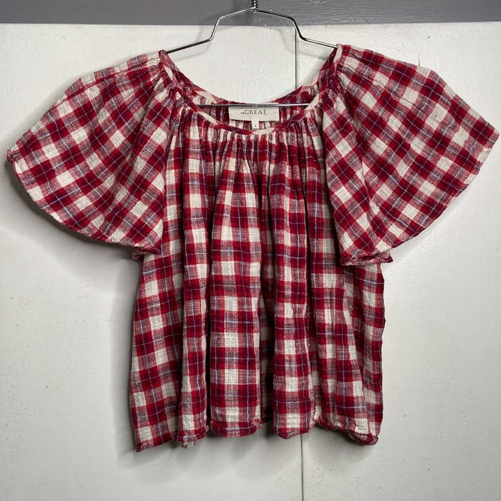The Great. Dale Top Red Plaid size 0 (XS)